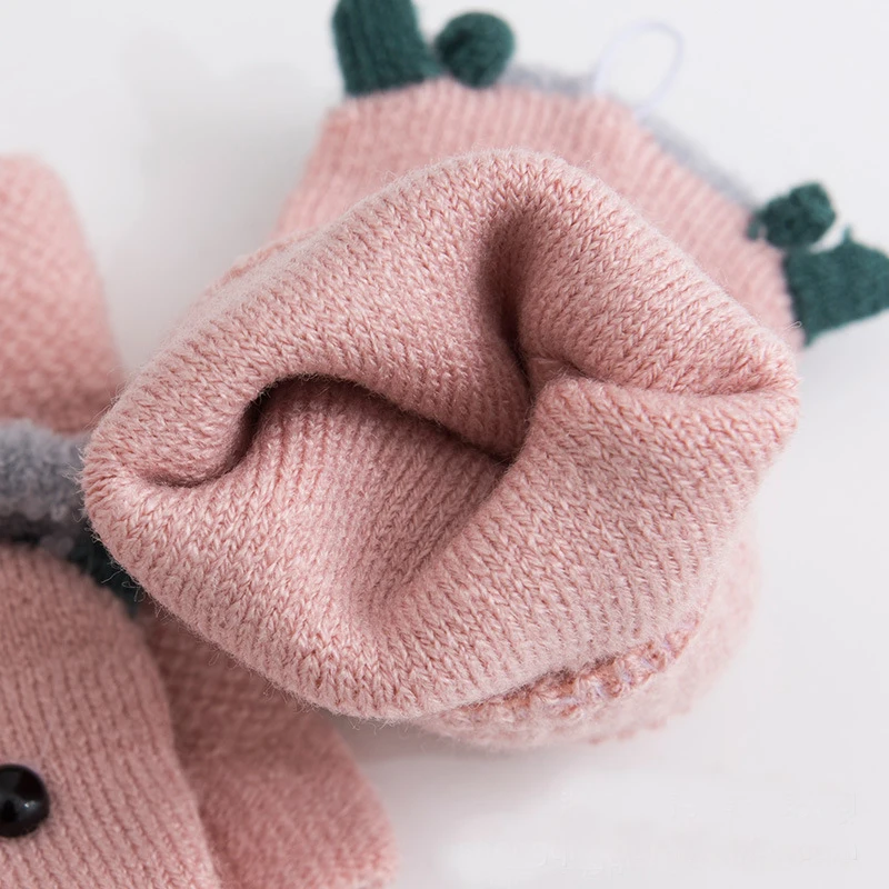 Митенки Детские перчатки для девочек и мальчиков зима мультфильм Утепленная одежда варежки митенки Твердые Горячие младенческой вязать