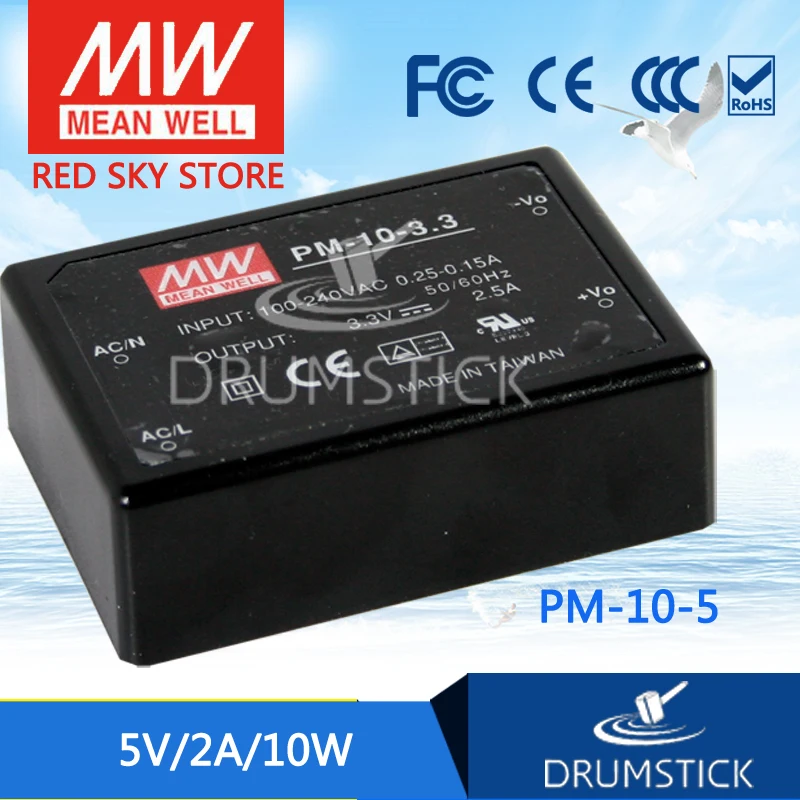 

MEAN WELL PM-10-5 5V 2A meanwell PM-10 5V 10W Switching Power Supply