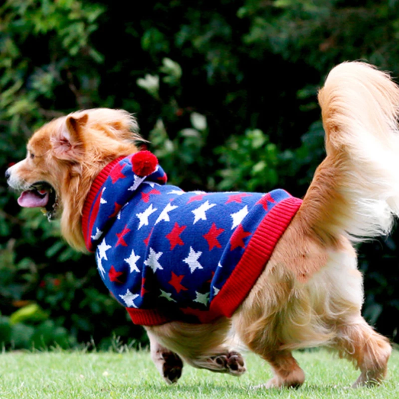 

Dogs Clothes Big Dog Hoodies Autumn & Winter Warm Stars Sweater For Dogs Cotton Jackets German Shepherd Golden Retriever