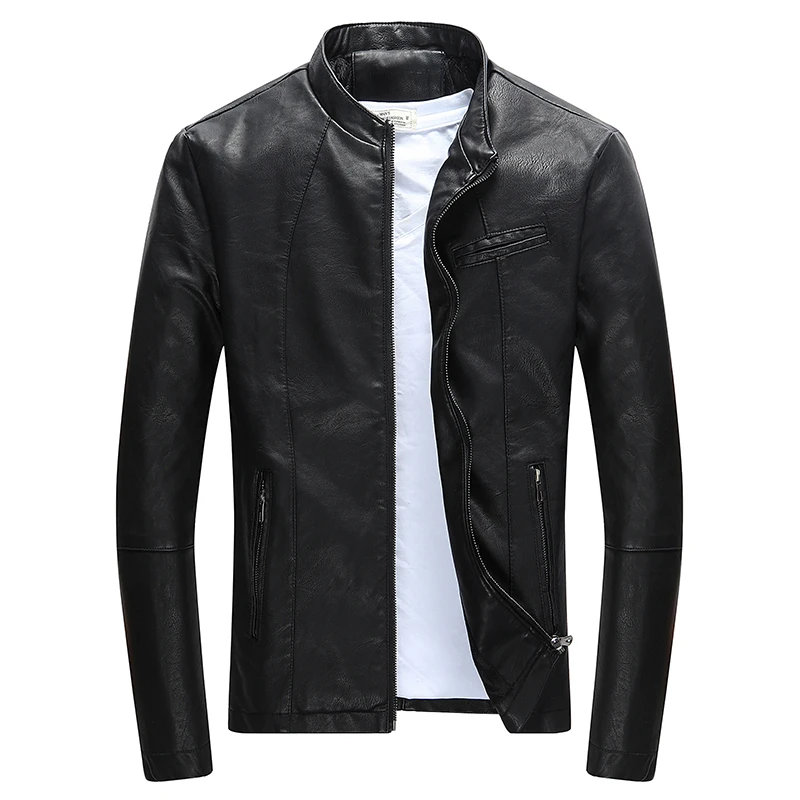 original leather jacket for men Autumn Winter Men's Casual Zipper PU Leather Jacket  Motorcycle Leather Jacket Men Leisure Clothing Men's Slim Leather Jacket leather biker vest