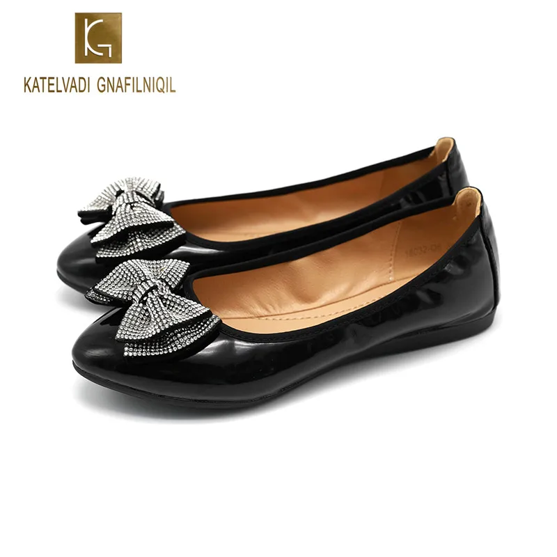 

Women Flats Shoes Black PU Pointed Toe Butterfly-knot Office & Career Women Ballet Flat Shoes Spring and Autumn K-301