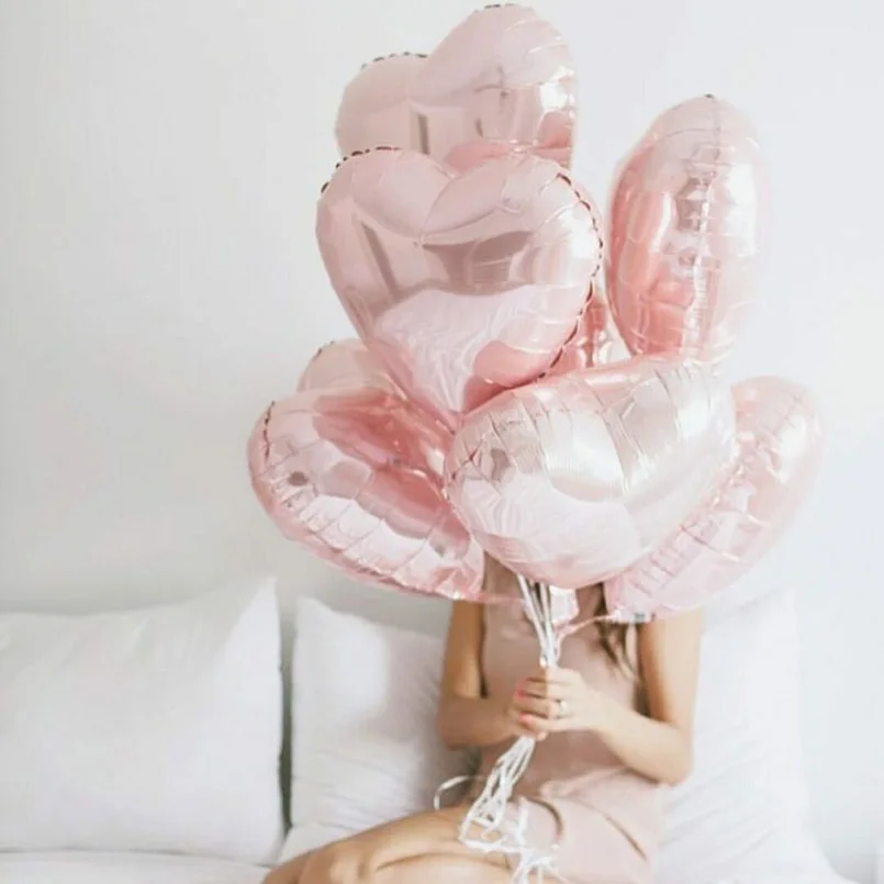 8 шт 18 дюймов сердце свадьба алюминиевой фольги шары любовь надувные на день рождения Бало Свадебная вечеринка украшения розовые воздушные шары с сердцем