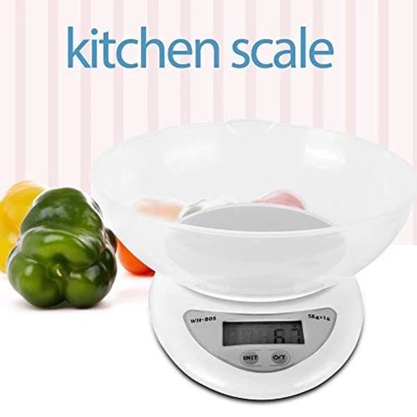 

Digital Kitchen Food Weight Scale 11LB/5kg with Removable Bowl QP2