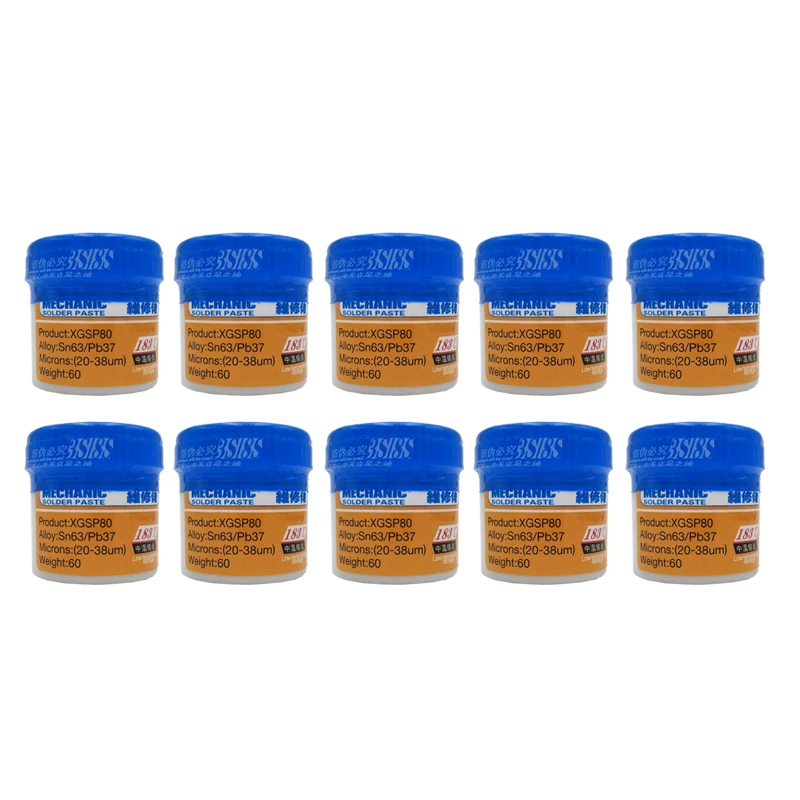 

MECHANIC XGSP80 10pcs/lot Sn63/Pb37 25-45um Melting point 183 tin solder paste cream Flux Paste flux soldering bga rework