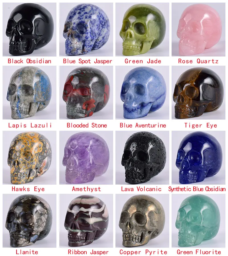 Billige 2 zoll Handgemachte Natürliche Stein Schädel Figurine Kristall Geschnitzte Statue Realistische Feng Shui Hause Heilung Ornament Kunst Sammeln