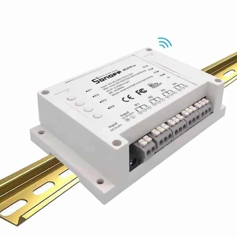 

Sonoff 4CH Pro 4 Gang Wifi Smart Switch 4 Channel Light Switch 10A 2200W APP Remote Control 4 Devices Supports RF Receiver S2