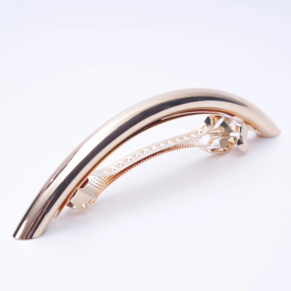 Cool Long Women Hair Clips Metal Gold/Silver Plain ARC Tube Big