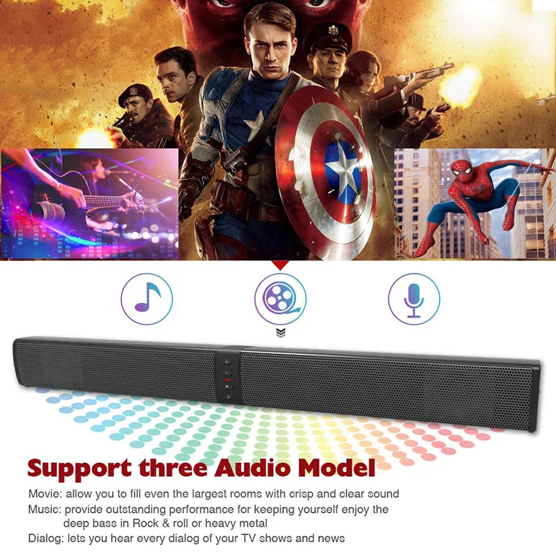 Separable Bluetooth Speaker, Surround Sound System, Soundbar with Subwoofer, Wired and Wireless Home Theater Speakers for TV PCs