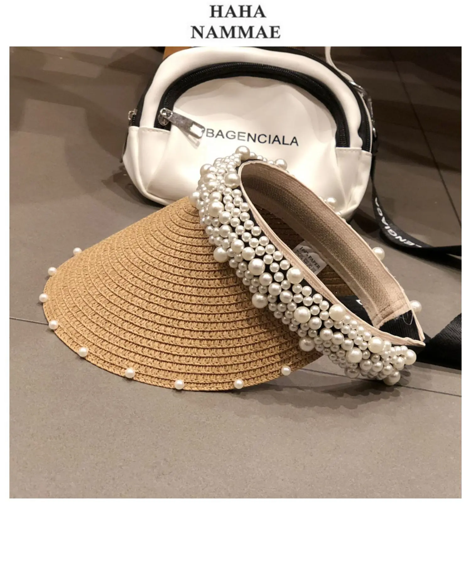 Женская соломенная шляпа Raffia от солнца с перламутровым козырьком ручной работы