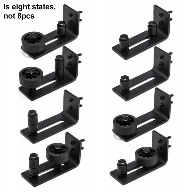 

8 In 1 Setup Options Channel guides Sits Flush to Floor Non-Scratch Wheels Barn Door Adjustable Wall Mount Roller Stay Guide