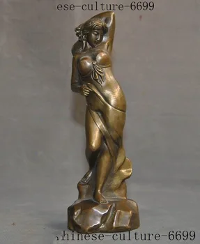 

Christmas 8"old Chinese bronze copper beauty woman statue Halloween