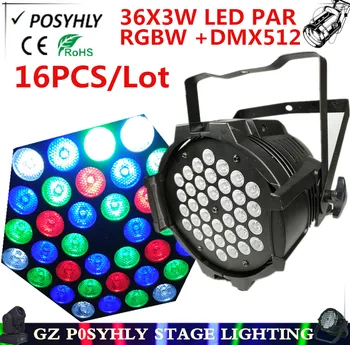

16pcs/ 36X3W RGBW LED Par Light,DMX512 control PAR led ktv,stage wash lights Professional DJ equipment disco lights