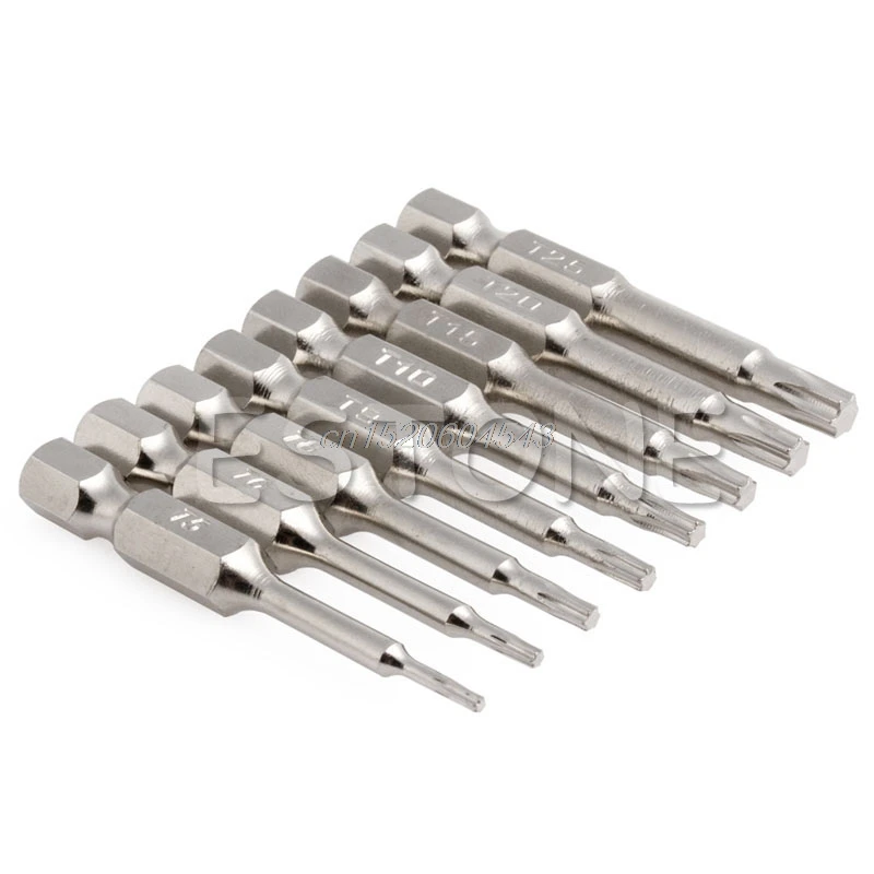 

New 8Pcs Magnetic Head Bits S2 Chrome Plated Steel 50mm Torx Screwdriver Bit Set R06 Drop Ship