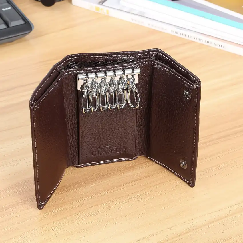 MENS GENUINE REAL COW HIDE LEATHER ID CREDIT CARD SLIM WALLET PURSE KEY HOLDER