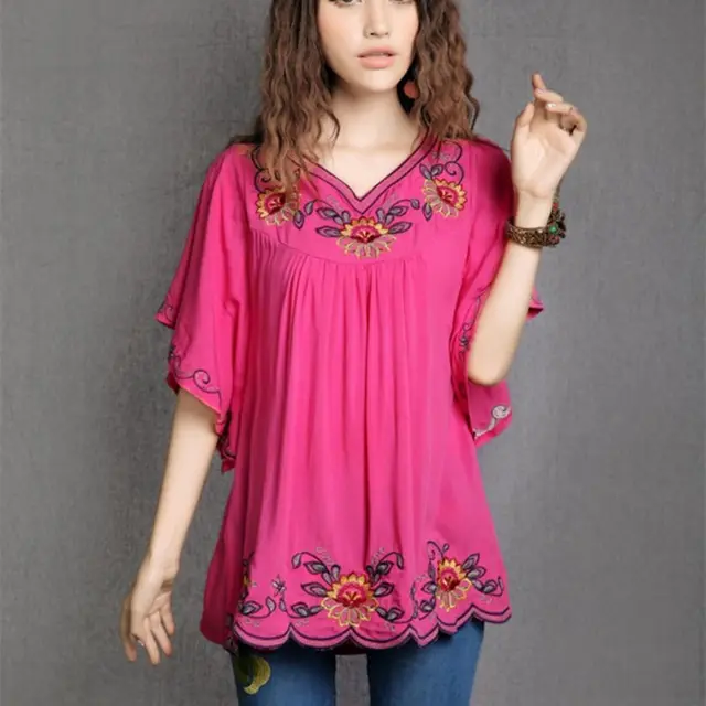 2017 New Fashion Women Hot Sale Elegent Vintage 70s Mexican Floral Blouses Female Shirt Clothing For 2017 New Fashion Women Hot Sale Elegent Vintage 70s Mexican Floral Blouses Female Shirt Clothing For
