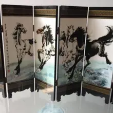 Мини) изысканный китайский классическая лаковая роспись декоративные складной Экран-восемь лошадей