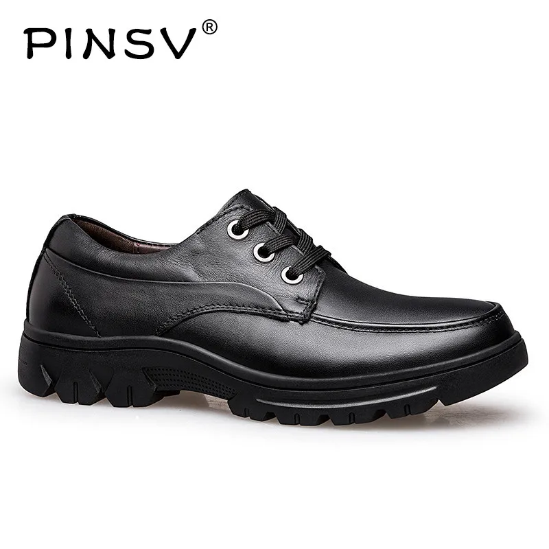 PINSV Men Leather Shoes Genuine Leather Flats Breathable Men Casual Leather Shoes High Quality Mens Shoes Large Sizes 37-49