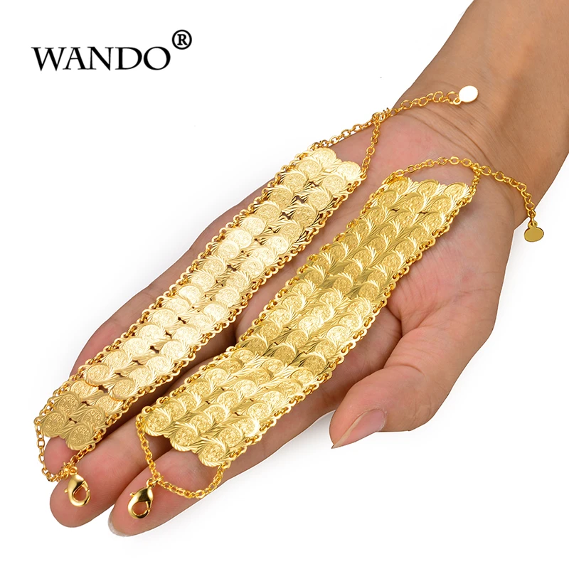 

WANDO Coins Bracelet for Women Islam Muslim Arab Coin Money Sign Gold Color Middle Eastern Jewelry Bangle Metal Coin gift wb155