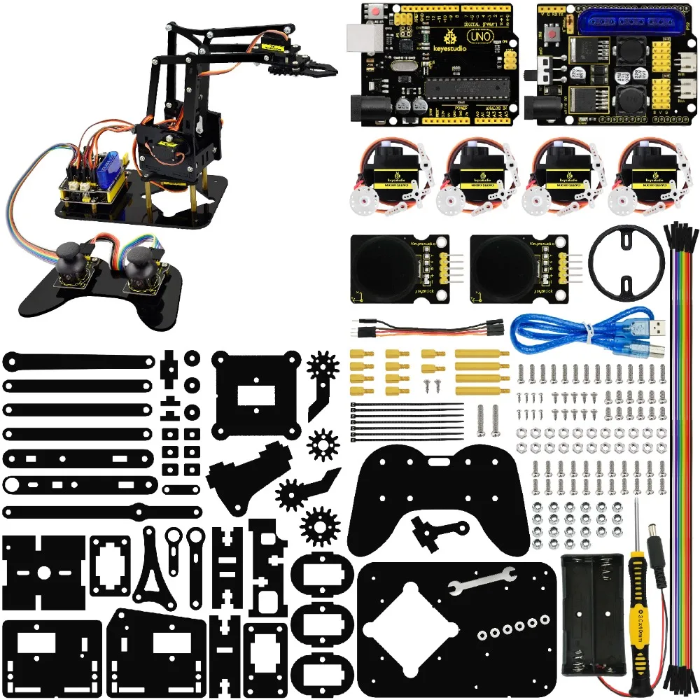 Keyestudio 4DOF акриловые игрушки робот Механическая рука коготь комплект для Arduino DIY робот