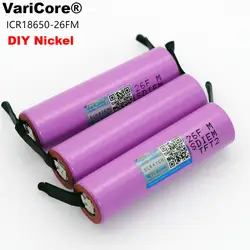 3 шт./лот VariCore Новый 18650 ICR18650-26FM 2600 мАч li-ion 3,7 В аккумуляторная батарея DIY Никель листов батареи