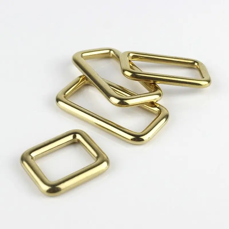 2Solid brass square ring buckles cast seamless rectangle rings leather craft bag strap buckle garment belt luggage purse DIY