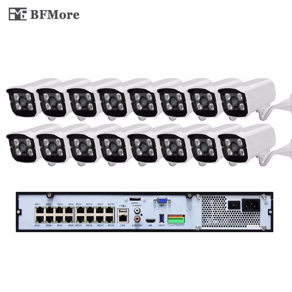 BFMore 16CH H.265 5.0MP 4.0MP 48В POE NVR комплект UHD CCTV система IP камера Onvif P2P Водонепроницаемая