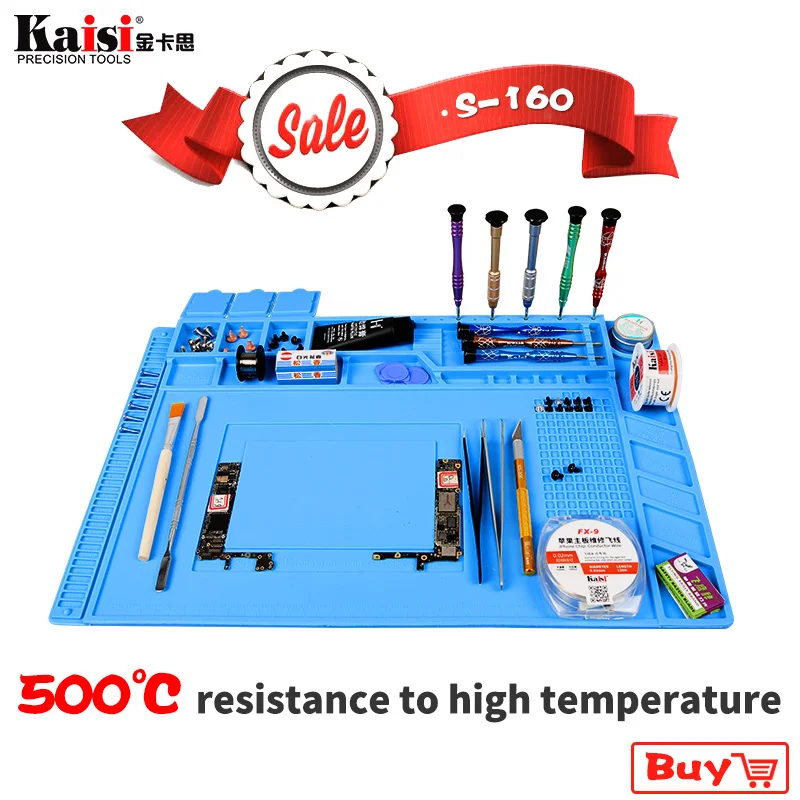 S-160 45X30cm Heat Insulation Silicone Pad Desk Mat Maintenance Platform For BGA Soldering Repair Station With Magnetic Section