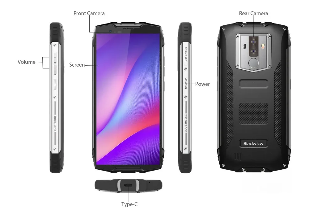 Blackview BV6800 PRO Водонепроницаемый мобильный телефон Android 8,0 5," MT6750T Восьмиядерный 4 Гб 64 Гб 6580 мАч беспроводной заряд NFC Смартфон