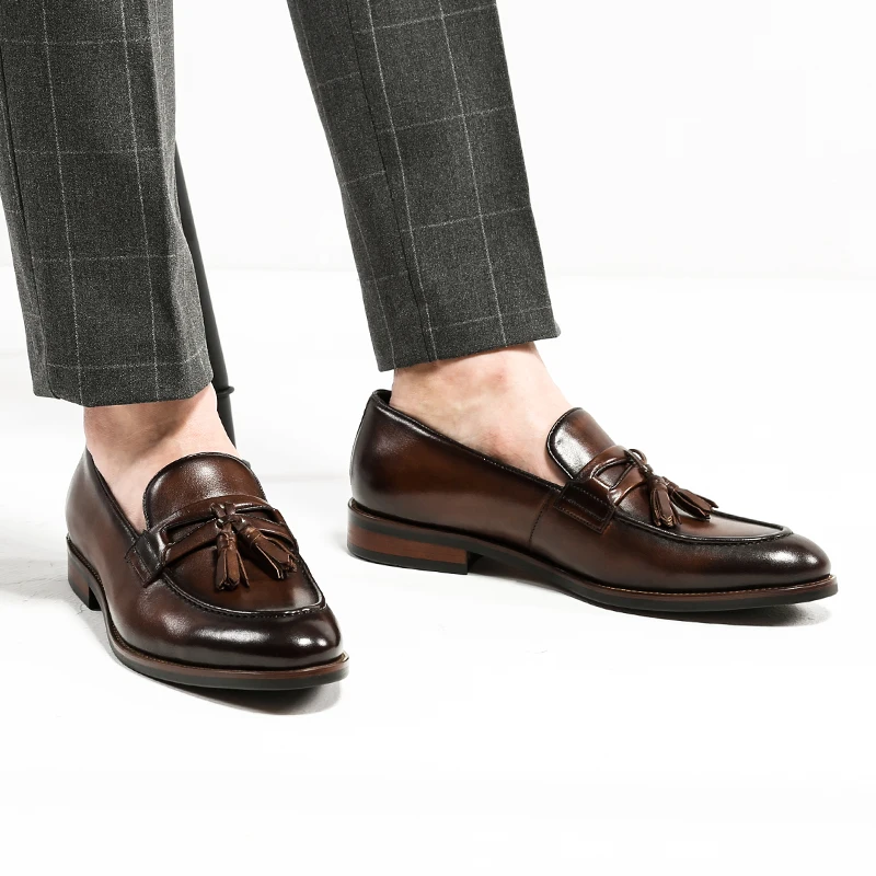 QWEDF/Летняя повседневная обувь в деловом стиле; мужские лоферы; черная обувь из натуральной кожи; Sapatos кисточка ручной работы; Zapatos; Мужская G2-50