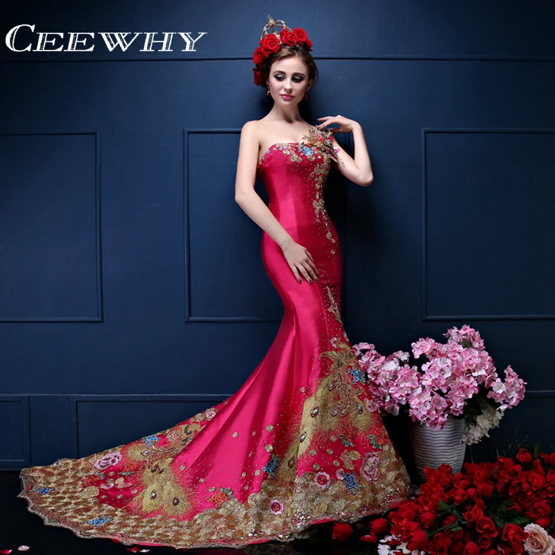 Unique Taffeta Mermaid Prom Evening Dresses 2017 Women's Couture Fashion
