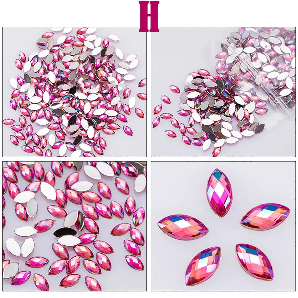 Красивые 500 шт Кристальные блестящие 3D украшения для ногтей, Стразы AB, цветные конские глазки, капли бриллианта, сделай сам, декоративные подвески#3 - Цвет: 8