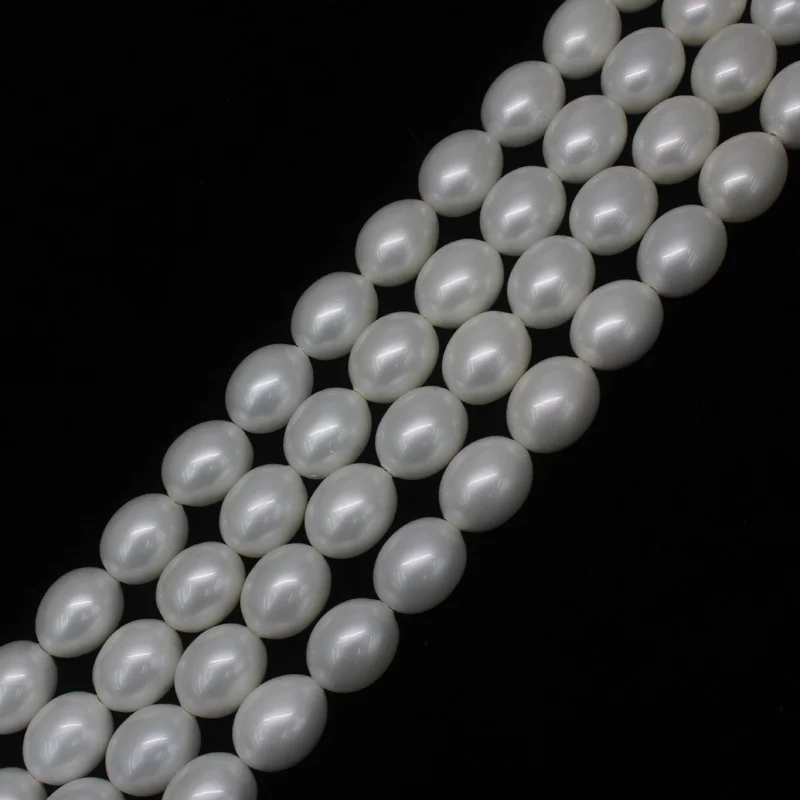 

Mini. Order is $7! 12x15mm White shell Bead mother Pearl Egg oblate Oval DIY Jewelry Making Loose Beads 15"