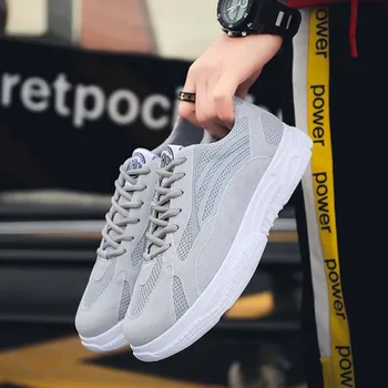 

New Men'S Shoes Striped Lace-Up Trend Casual Shoes Travel Korean Version Running Breathable & Comfortable Sports Shoes Male