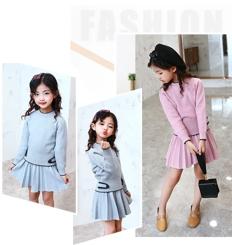 knitting big girl long sleeve set knitted kid girls set 2017 pink blue knit sweaters tops pleated skits children clothing suits  5 6 7 8 9 10 11 12 13 14 15 years little teenage girls  clothing set for girls girls winter set girl clothing se (12)