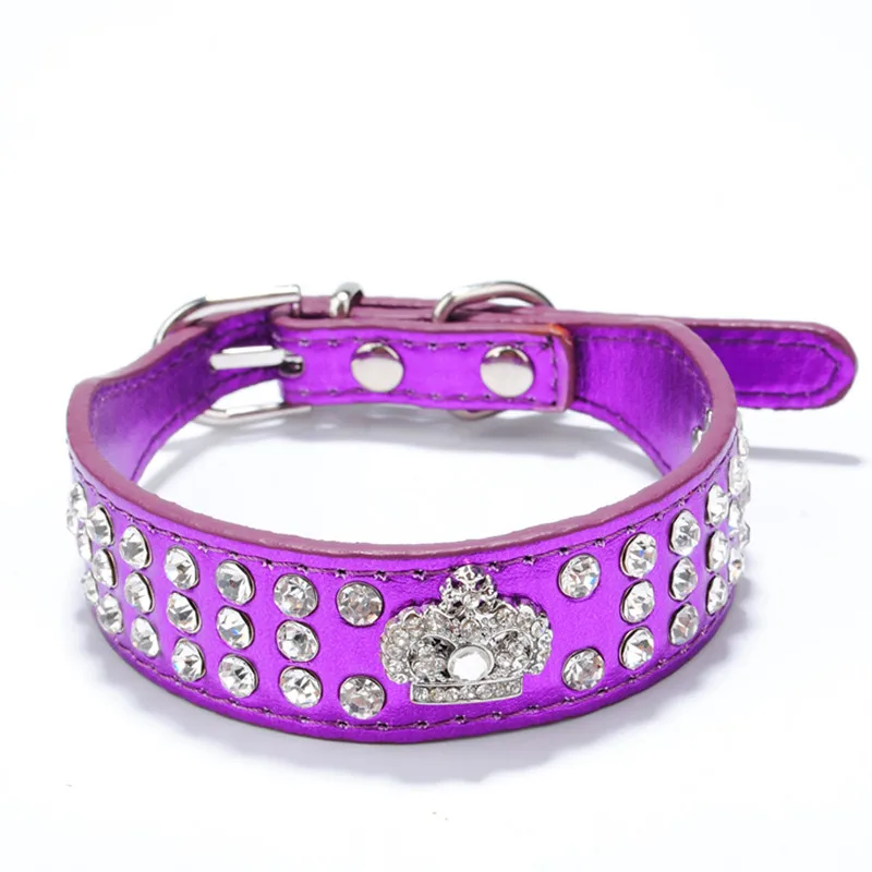 Luxury Pet Jewelry Three Drainage Princess Dogs Accessories PU Collar