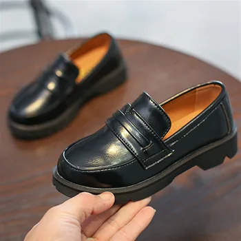 

Kids Shoes New Fashion British Style Loafer Flat Heel Leather Princess Mini Melissa Shoes Anti Slippery Sole for Children Shoes