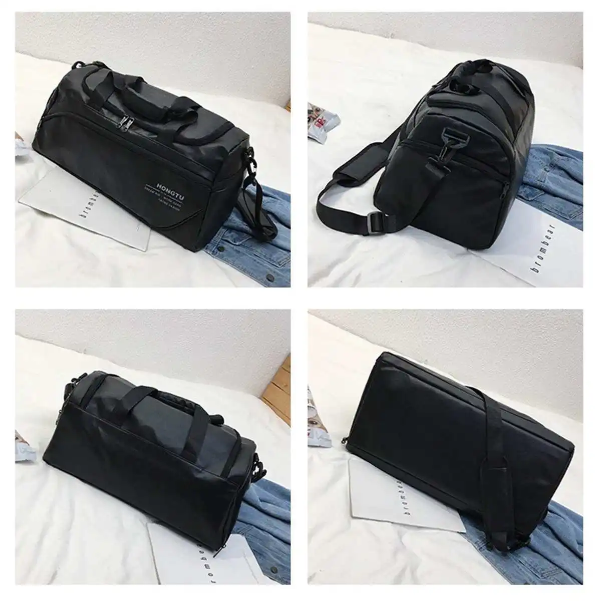 Черные мужские сумки для путешествий, Водонепроницаемые Сумки из искусственной кожи, сумки на плечо для женщин, мужчин, сумки, большая вместительность, чемодан, сумка для выходных