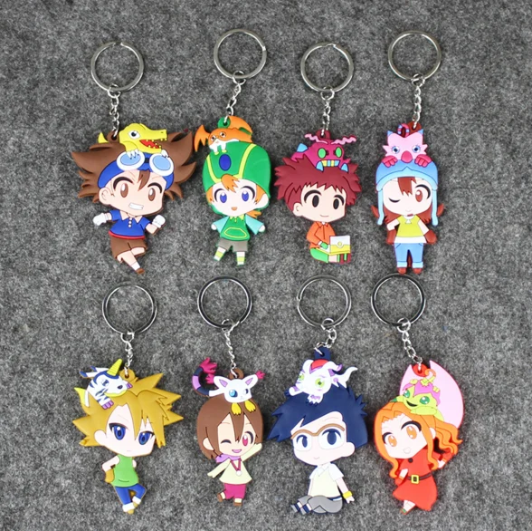 

8Pcs/set Kawaii Digimon PVC Keychain Digimon Adventure Kids Toys Key Chain Animal Pendant Toy 8cm