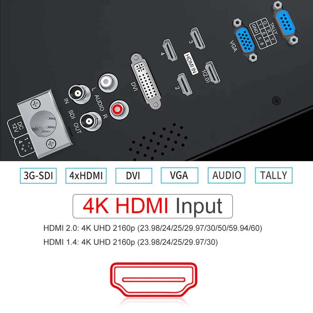 SEETEC 4K156-9HSD 15.6 Inch IPS 3G SDI Broadcast Monitor UHD 3840x2160 4K Video Monitor LCD 4x4K HDMI Quad Split Display VGA DVI
