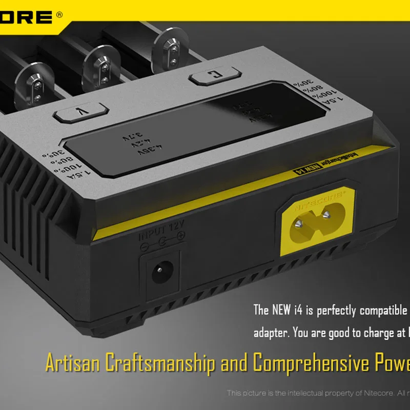 Оригинальное Nitecore Новое I4 зарядное устройство 18650 14500 16340 26650 LCD Li Ion быстрое 12V для