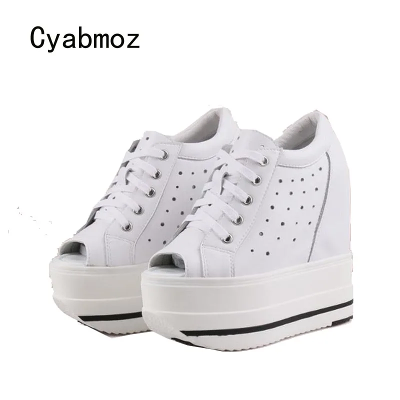

Cyabmoz/Женская обувь, увеличивающая рост; женские туфли-лодочки с открытым носком на платформе и высоком каблуке; обувь для вечеринок; Tenis feminino Zapatos mujer