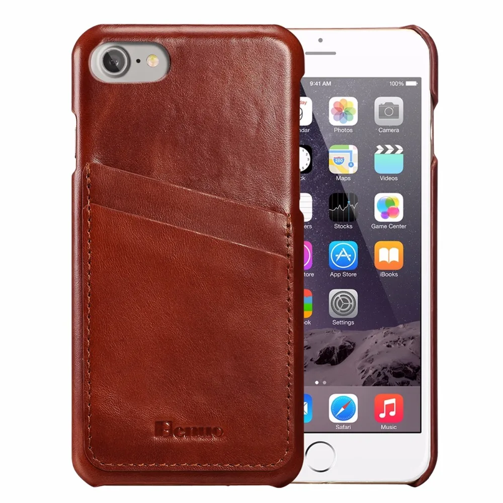 For iPhone 8 Case Genuine Leather Vintage Series Leather