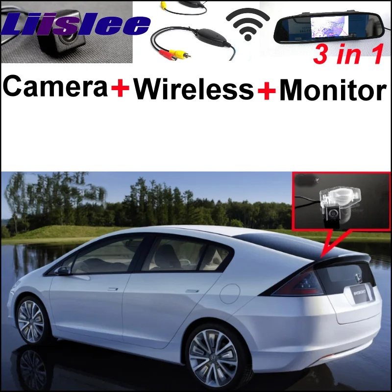 

3 in1 Special Camera + Wireless Receiver + Mirror Monitor Easy DIY Back Up Parking System For Honda Insight 5D 2010~2015