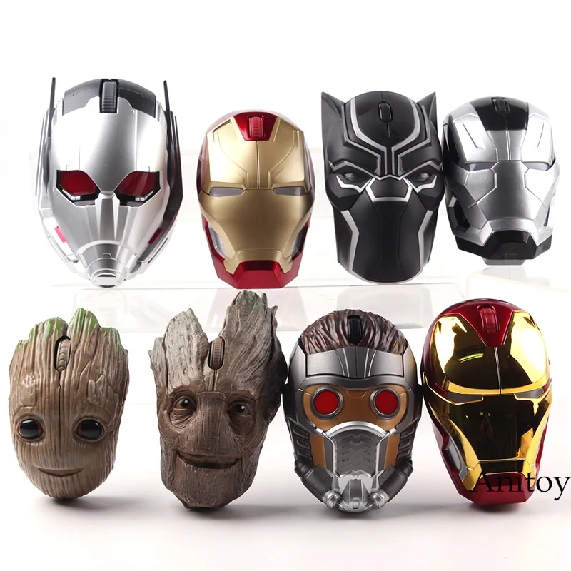 Iron Man MK46 MK50 War Machine Star Lord Tree Man Ant Man Black Panther Action Figure Wireless Mouse Gaming PVC Marvel Toys