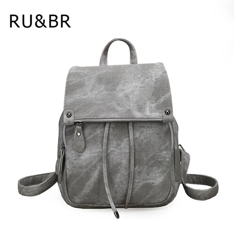 RU BR Hot Sale Backpack Women PU Leather Hasp Backpack Solid Preppy Style Bags For College