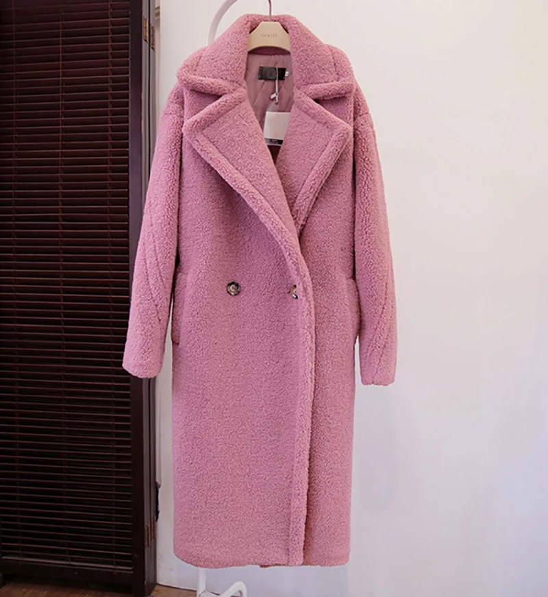 Winter Faux Fur Long Coat Women High Street Oversized Jackets And Coats Ladies Lamb Wool Coat Faux Fur Coat