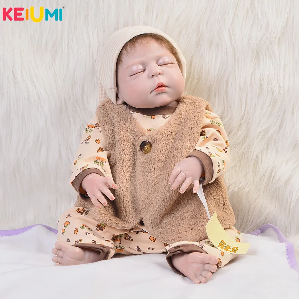 KEIUMI 23 дюйма как спящий новорожденный детские куклы полностью силиконовые