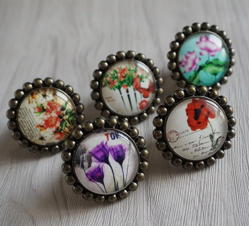Buy Flowers Knob Crystal Drawer Knobs / Beauty Glass