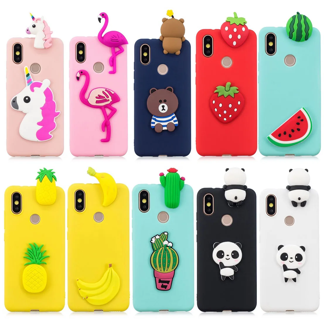 

Silicone case For Xiaomi MI A2 Case Soft TPU 3D Cover Unicorn Bear Banana Patterned Cute For xiaomi mi a2 case