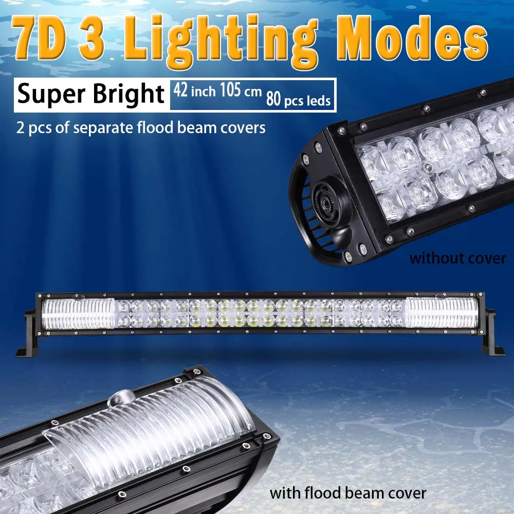 

42 inch 7D Curved LED Bar with DRL LED Work Light Bar for Tractor OffRoad 4WD 4x4 Truck SUV ATV 12V 24v LED Light Bar